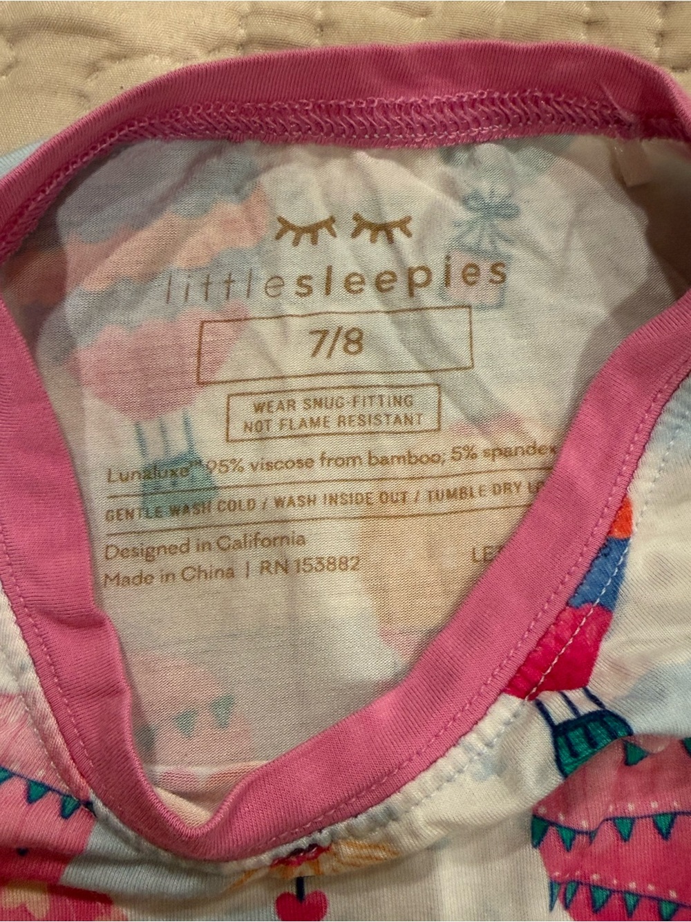 Little Sleepies Hot Air Balloon Pajama Set - Light Blue with Pink Trim. - Picture 3 of 3